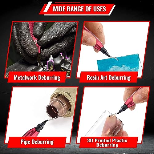 AFA Tooling Deburring Tool, 16 HSS Blades, Red CNC Anodized Aluminum Handle - size: Tool + 15blades