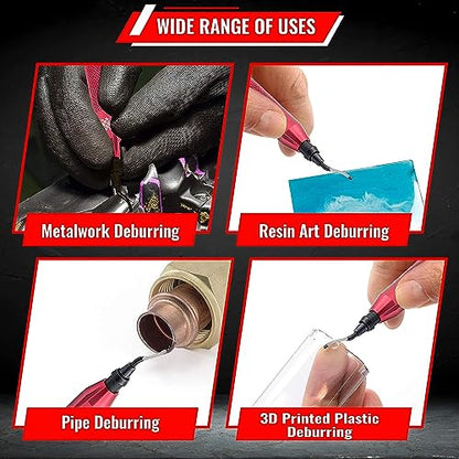 AFA Tooling Deburring Tool, 16 HSS Blades, Red CNC Anodized Aluminum Handle - size: Tool + 15blades