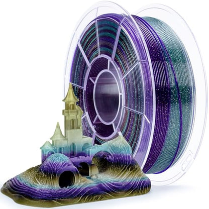ZIRO PLA Filament 1.75mm, Sparkle Glitter Transluent Base, Luxury Nightfall - color: Luxury Nightfall