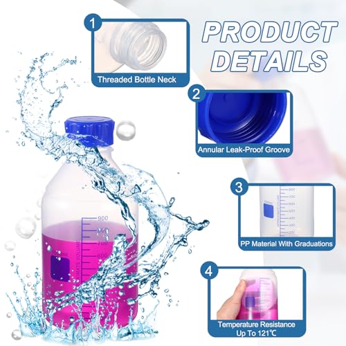 PATIKIL 1000ml Media Storage Bottles,2pcs Graduated Bottle, Transparent - color: Transparent, size: 1000ml