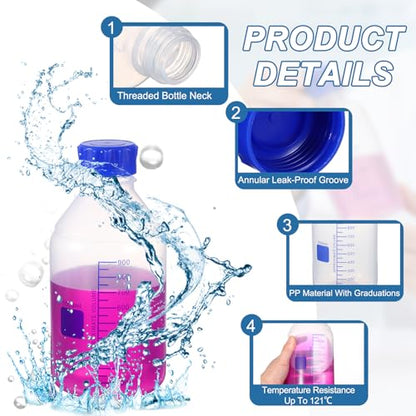 PATIKIL 1000ml Media Storage Bottles,2pcs Graduated Bottle, Transparent - color: Transparent, size: 1000ml