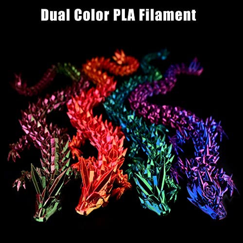 3D Printer Filament PLA, Rainbow PLA Filament 1.75mm +/-0.02mm, Silk PLA Dual Color Filament, 2 in 1 Coextrusion 3D Filament Bundle 200g x 4 Spools - color: 4 Pack Dual-color