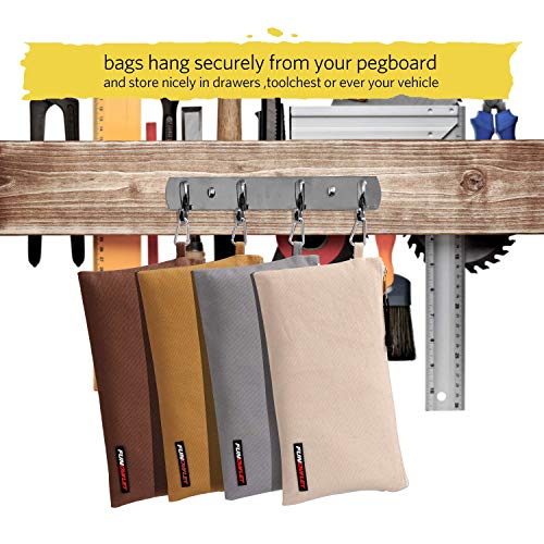 FunOwlet Utility Canvas Zipper Tool Bag, 4 Pack - color: White, Gray, Tan, Brown