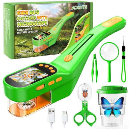 Acoath Bug Catcher, 2.4" IPS Screen Bug Catching Kit, Microscope for Kids - color: Green