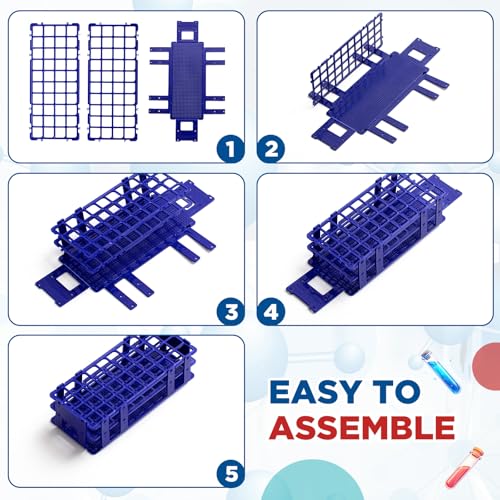 CroBlissful 4 Pcs 40 Hole Plastic Test Tube Rack Lab Holder Rack for 16mm/20mm Tube Detachable, Blue - color: Blue, size: 40 Hole