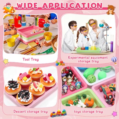 Mimorou 20 Pcs Small Plastic Art Sand Tray, White, Pink, Green - color: White, Pink, Green