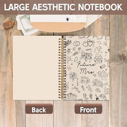 KAOWT Wedding Spiral Notebook, Wedding Engagement Journal Notebook, Future Mrs Notebooks Engagement Bride Office Supplies Gifts for Women, 5.5x8.3 Inch - color: wedding