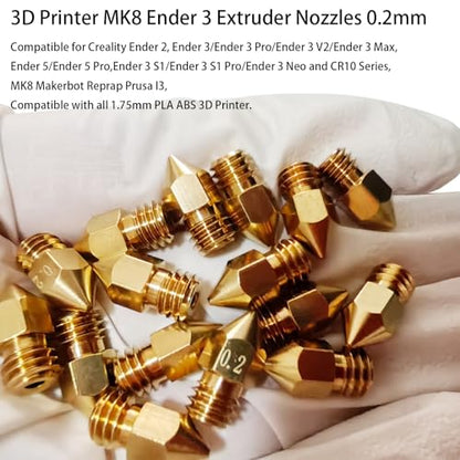 16Pcs 3D Printer Nozzles 0.2mm, Ender 3 Nozzle 0.2mm MK8 Extruder Nozzles Compatible for Creality Ender 3 /Ender 3 Pro/Ender 3 v2, Ender 5 Pro/Ender 5, CR-10/10S, Makerbot, Anet A8 3D Printer, - style: 16Pcs Ender 3 Nozzle 0.2mm