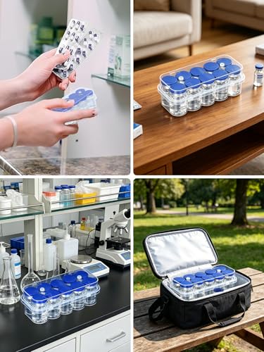 10ml Vial Peptide Storage Case —10-Slot Insulin & Peptide Organizer Bag for Fridge, Transparent Protector Box Holder for 1-3mL Glass Vials (Insulin, GLP-1, Peptides, Etc.) by WIBOND