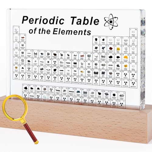Mukarisk Large Periodic Table with Real Elements Inside - size: 8.3"L x 5.5"W