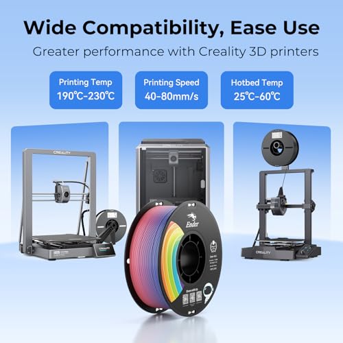 Creality PLA+ 3D Printer Filament, Rainbow, 4-Pack, 4KG Total - color: Rainbow*4 Pla+, size: 4kg