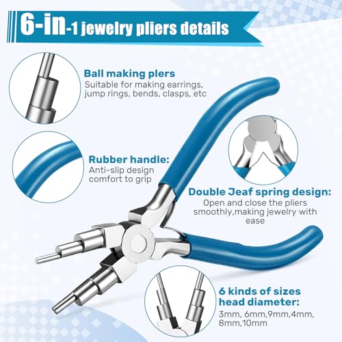 Mudder 2 Pcs Jewelry Making Tool 6 in 1 Bail Making Plier,Blue and Pink - color: Blue and Pink