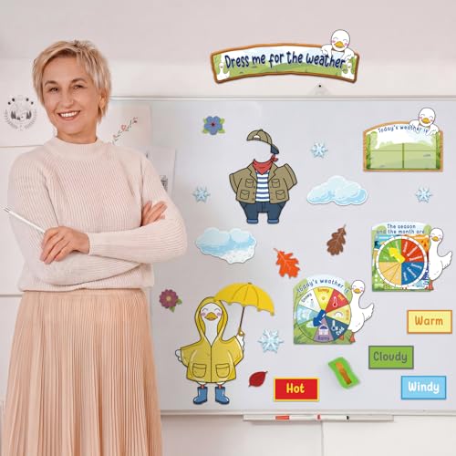 Gilprop 58 Pcs Dress for Weather Bulletin Board Set for Classroom, Goose - style: Goose
