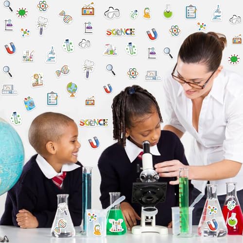 300Pcs Science Foam Stickers, Self-Adhesive Chemistry Biology Physics Stickers Science Laboratory Decals Sticker Decorations for Home Office School DIY Art Craft Teacher Classroom Supplies - style: Science