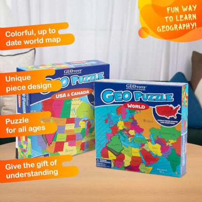 GeoPuzzle USA/Canada & World Jigsaw Puzzles, 2-Pack Puzzle for Kids - color: 2 Sets-usa/Canada & World