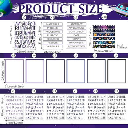 Dispowreath 96 Pcs Science Fair Board Supplies,Planet Space Style - style: Planet Space Style