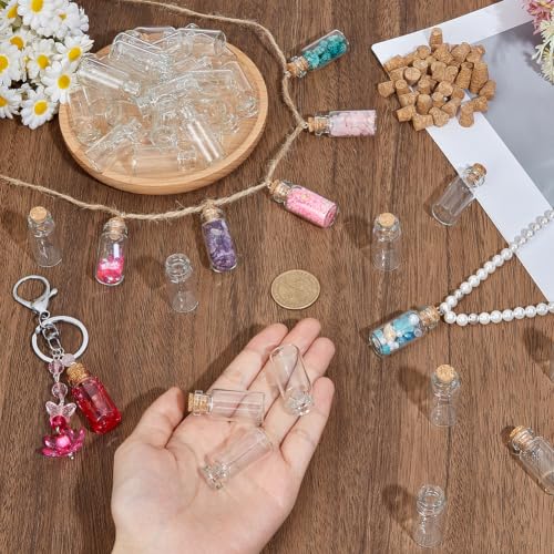 PH PandaHall 200pcs 4ml Clear Glass Jars with Cork Stoppers Mini Glass Bottles Small Transparent Vials Tiny Jars for DIY Crafts Essential Oils Perfume Wedding Favors Party Decorations Gift Making - size: 4ml