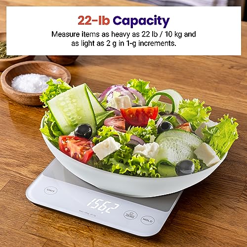 Etekcity 22lb Food Kitchen Scale, USB Rechargeable, IPX6 Waterproof - color: Achromatic White