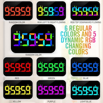 TXL Kitchen Timer for Cooking, Rechargeable Digital Magnetic Timer with Large LED Display, Loud Alarm, Sound Countdown, 4 Volume Levels and 3 Brightness for Classroom, Study (RGB) - color: Rgb