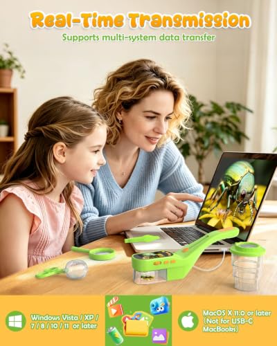 Bug Catcher for Kids,Kids Microscope,3-in-1 Insect Catching Kit for Kid - color: Ligth green