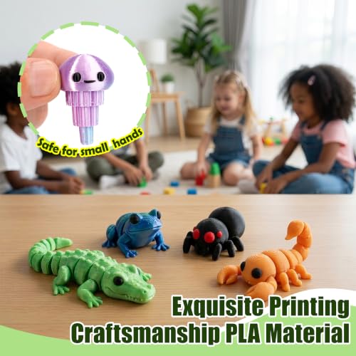 60PCS Mini 3D Printed Animals, Articulated Fidget Toys for Kids - style: 60P Mini Forest Animals
