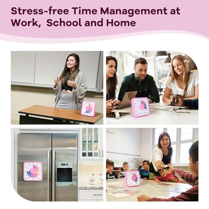 TWENTY5 SEVEN 7.5-Inch Visual Timer, Battery-Free 60-Minute Countdown Clock - color: Ombre Pink Macarons