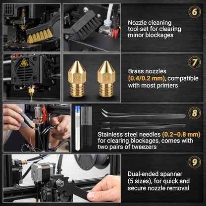 3D Printer Accessories for Beginners & Hobbyists, All-in-One 3D Printer Tools Kit with Deburring Tool, Scrapers, Nozzle Cleaning, Works with Bambu Lab, Ender 3, Kobra, FDM/SLA Printers