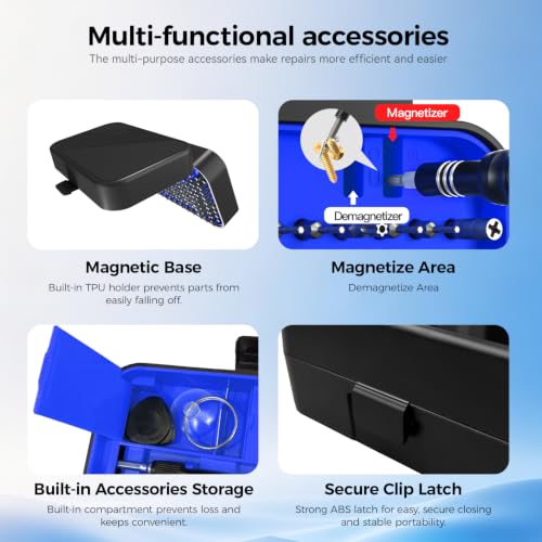 LIFEGOO Precision Screwdriver Set, 130-in-1 Electronics Repair Tool Kit with 120 Bits, Magnetic Screwdriver Kit with Flexible Shaft and Built-In Parts Box for iPhone, Laptop, PC, Xbox, Switch, Watch - color: Blue, size: 130 in 1
