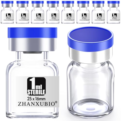 Sterile Empty Vials with Self Healing Injection Port and Aluminum Plastic Cap,Sterile Package (1ml Clear 10PCS) - size: 1ml Clear 10PCS