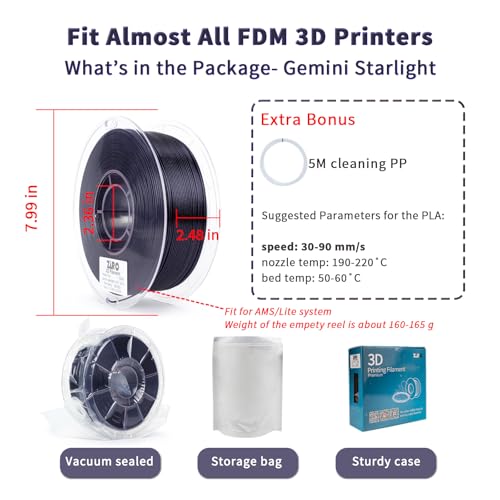 ZIRO Sparkle PLA Filament 1.75mm, Twinkling Effect 1kg, Gemini Starlight - color: Gemini Starlight