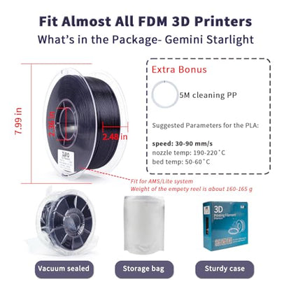 ZIRO Sparkle PLA Filament 1.75mm, Twinkling Effect 1kg, Gemini Starlight - color: Gemini Starlight