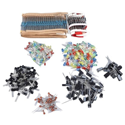 1500PCS Electronic Components Kit with Resistors, Transistors, Capacitors, LEDs, Diodes for Circuit Design, Prototyping, and Repair