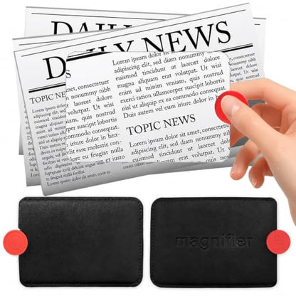 2 PCS 3X Leather Credit Card Magnifying Glass Fresnel Lens Large Area Wallet Page Pocket Magnifier Card Fire Starter, for Reading Small Prints, Sheets, Books, Low Vision Aids & Solar Projects - color: Black