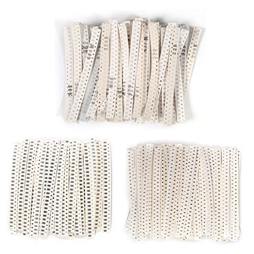 DIANN 4500pcs 1206 0805 0603 SMD Chip Resistor Assortment Kit 0-10M Ω ohm 60 Values (Each Value 25pcs) ±1% Tolerance Thick Film 0-10MR SMT Chip Resistors