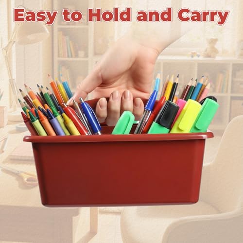 Kathfly 4 Pack Classroom Caddy Organizer with Handle Bulk, Deep Color - color: Deep Color