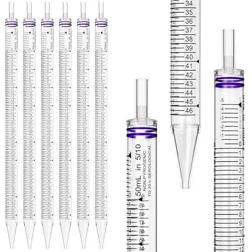 Polystyrene Serological Pipettes, Individually Wrapped, Sterile Plastic Graduated Pipette 50ml, Pack of 25 - size: 50ml-25pcs