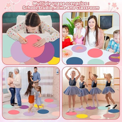 gisgfim 24PCS Dry Erase Dots 12 Inch Whiteboard Marker Wall Decor Removeable Circle Sticker Spots Writing Spots Set for Classroom Table Teachers Students Supplies (Morandi) - style: Morandi