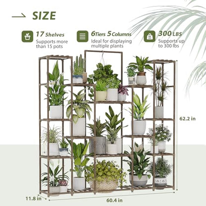 Bamworld Plant Stand with Grow Lights Large Plant Shelf Indoor Hanging Plants