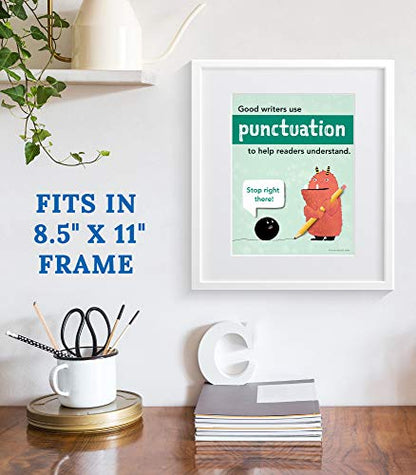 Carson Dellosa 12-Piece Punctuation Posters, 8.5" x 11" Grammar Wall Decor - style: Punctuation