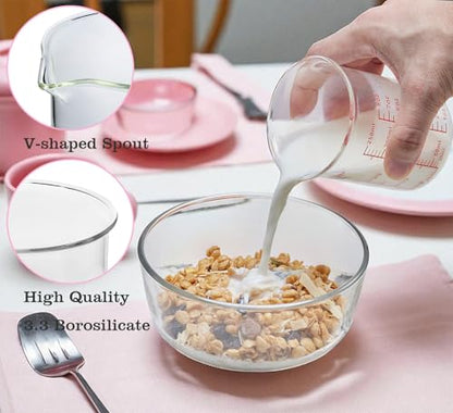 Ackers High Borosilicate Glass Measuring Cup Set with Pour Spout,60ml(2OZ),120ml(4OZ), 250ml(8OZ) Glass Measuring Beaker for Kitchen or Restaurant, Easy to Read (Pack of 2) - size: 60ml/120ml/250ml Measuring Cup Set (Pack of 2)