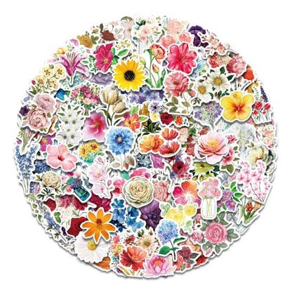 AOWDIAO 150 Pcs Flower Stickers Waterproof Floral Vinyl Stickers Decals for Water Bottles Laptop Scrapbooking Journaling