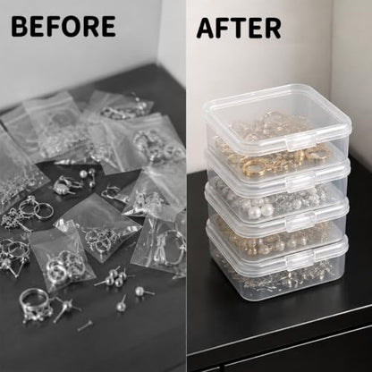 4PCS Small Plastic Box Small Storage Containers Clear Mini Case with Lid