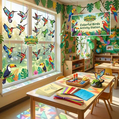 Eersida 32 Pcs Hummingbird Suncatcher Craft Kit, Summer Bird DIY Craft - style: Hummingbird Style