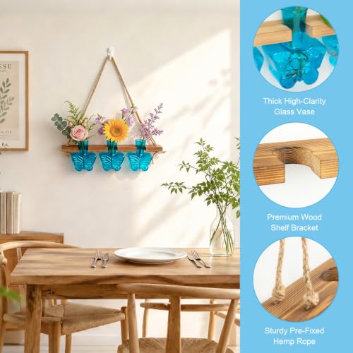 XXXFLOWER Plant Propagation Station Wall Hanging Butterfly Shaped Vase Blue - color: Blue-3 Butterfly Vase