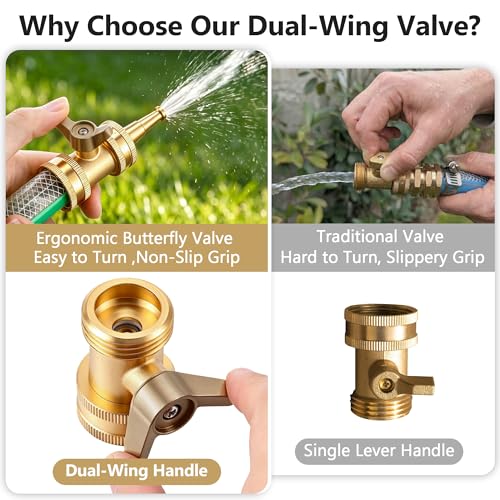 4 Pcs Brass Hose Nozzle Kit, High Pressure Jet & Spray Nozzles(1 Long Jet + 1 Short Spray), Water Hoses Nozzle with Easy Turn Brass Hose Shut off Valve, 3/4”GHT Connector for Garden, 10 Rubber Washers - style: 1 Long Jet + 1 Short Spray