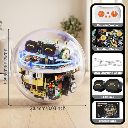 DOLIVE Transparent Spherical Robot Building Block Set for Kids Aged 8-12