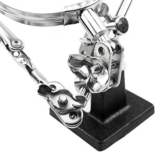 Helping Hands Magnifier Stand with Dual Alligator Clips Adjustable – FEITA 5X Magnifying Glass Perfect for Soldering, Crafting, Hobby, Micro Objects