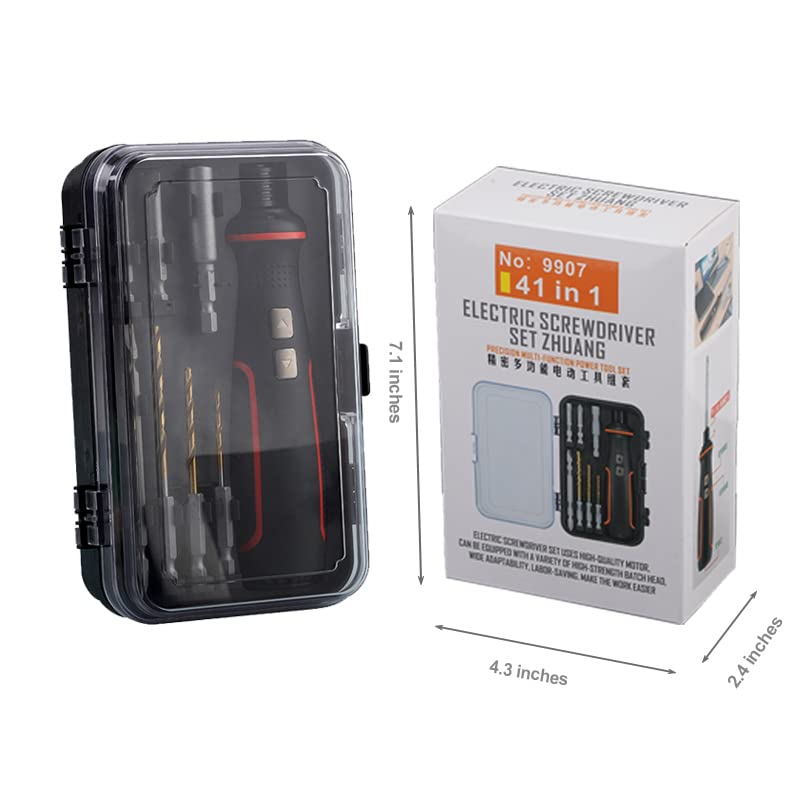 Electronic Precision Screwdriver Set LED Lights 41pcs in 1 Case S2 Alloy Steel HRC 56 Hardness Bits Space-saving Built-in 2000mAh Li-on Battery Easy Install or Remove (9907) - size: 9907