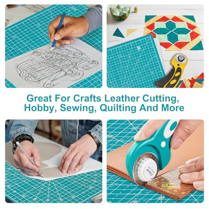 Headley Tools 17"x17" Rotating Cutting Mat, Self Healing Mat with 360-Degree Rotation & Anti-Slip Base, Sewing Board Cutting Mat Perfect for Fabric Quilting Leather Hobby Project, Turquoise - color: Turquoise, size: 17"L x 17"W