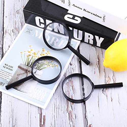 ADXCO 24 Pack Handheld Magnifier Plastic Magnifying Glass Portable Reading Magnifiers Plastic Magnifying Glasses with Storage Bag for Reading Jewelry Home Office Desk Accessories, Book, Magazine